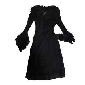 Reformation Style Express 100% Silk WMidi Ruffle Sleeve Wrap Dress SZ Small